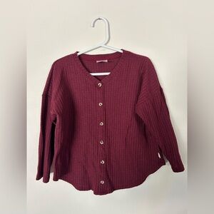 Jax & Lennon Deep Red 4/5 Button-up Cardigan